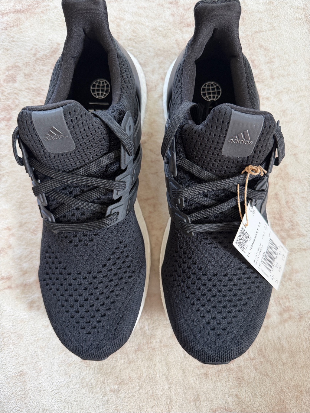 Adidas Black Ultraboost 1.0 Knit Lace-Up Sneakers With White Sole